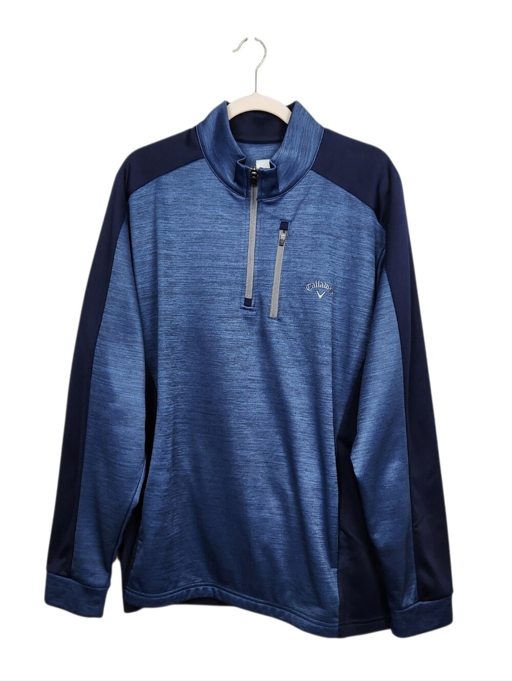 Callaway Blue Heathered 1/4 Zip Long Sleeve Golf Pullover Jacket Mens Size XL
